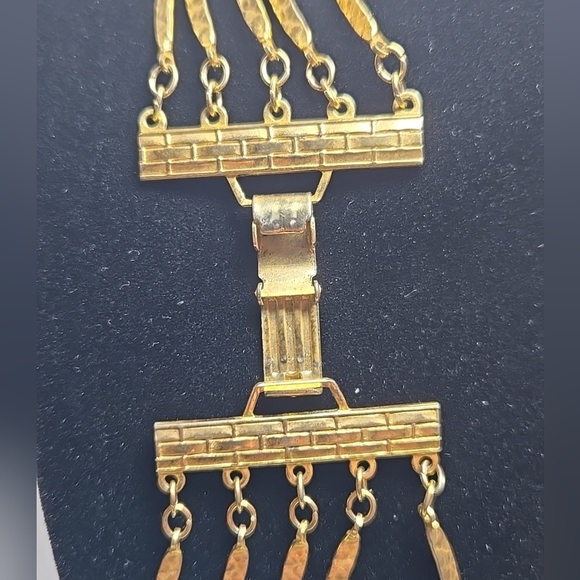 Vintage Gold Tone Five Strand Necklace Graduated Length Mid Century Mod 1960s - Picture 8 of 9